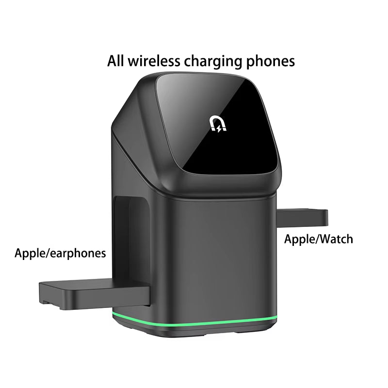 25W 3-in-1 Magnetic Wireless Charger Station - Fast Charging for iPhone 16/15/14/13, Apple Watch & AirPods - Ultimate Portable Convenience!