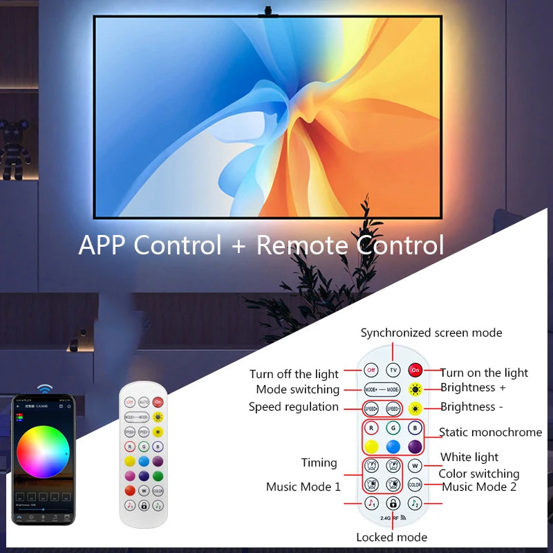 Vibrant RGBIC LED Strip Lights with Music Sync & Color Capture for Ultimate Gaming Atmosphere