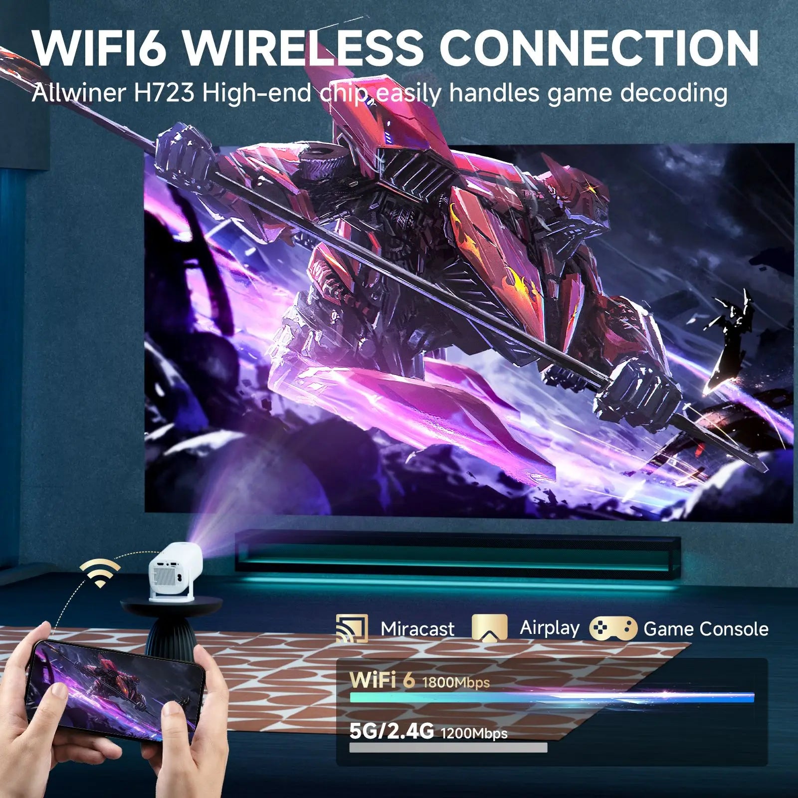 P30PRO Android 14 Smart Mini Projector - 4K Support, Wifi6 & BT 5.0, Perfect for Home Theater & Screen Mirroring