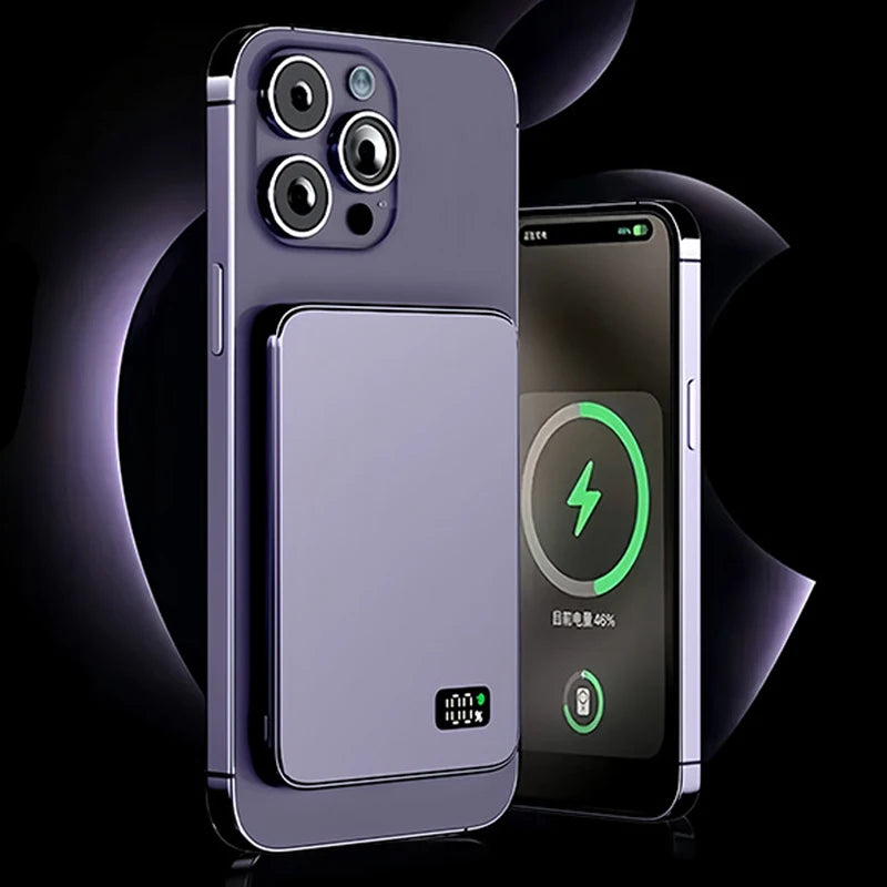 10000 mAh Magnetic Fast Charge Power Bank – Wireless Portable Battery for Smartphones