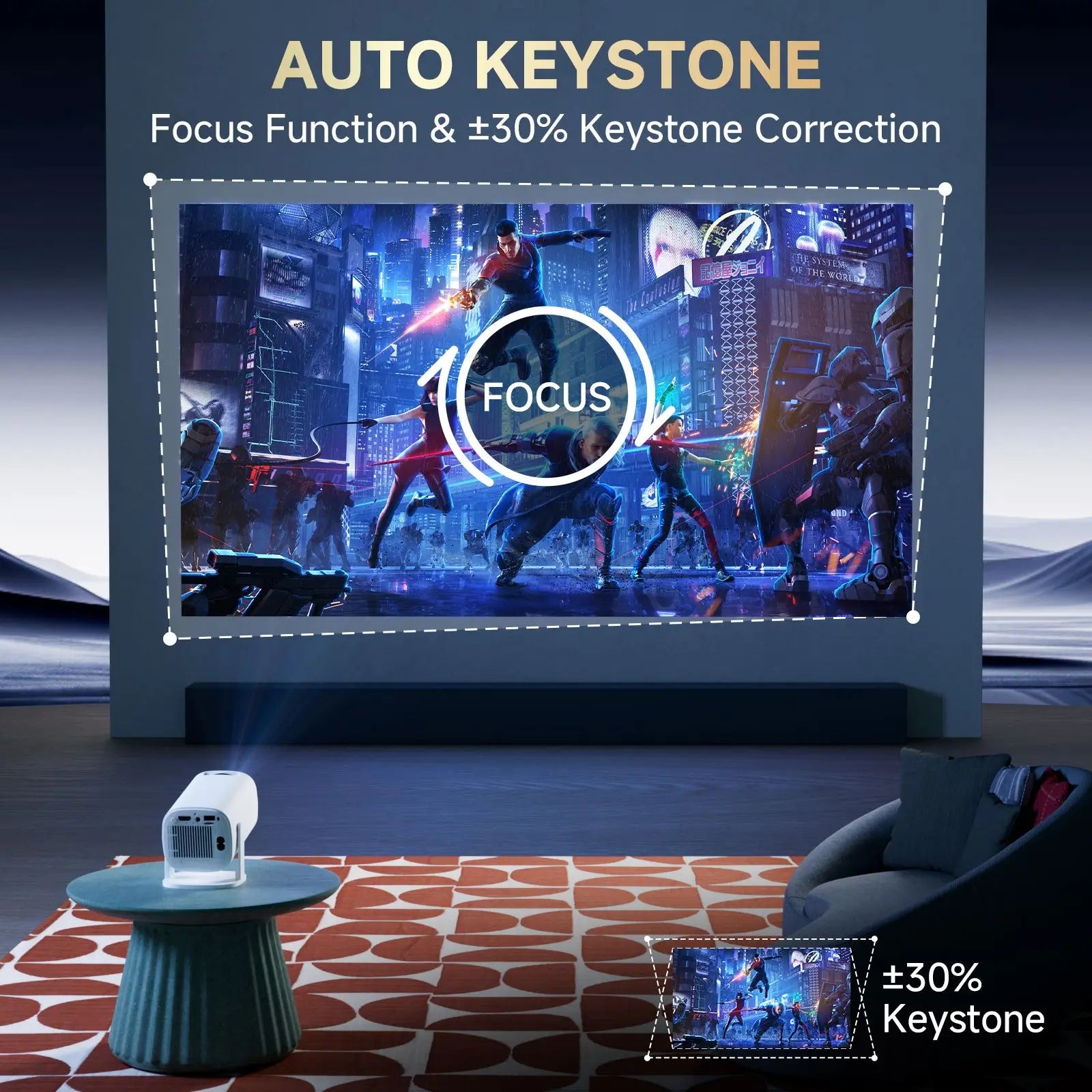 P30PRO Android 14 Smart Mini Projector - 4K Support, Wifi6 & BT 5.0, Perfect for Home Theater & Screen Mirroring