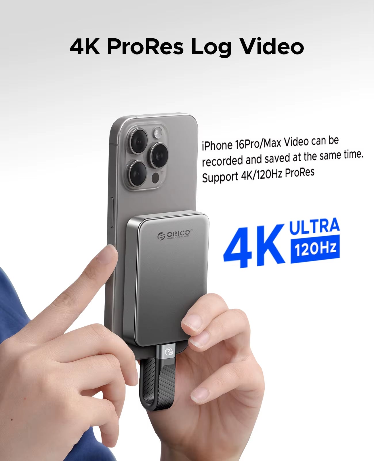 High-Speed Magnetic SSD Storage for iPhone 15/16 Pro Series – Perfect for 4K ProRes Video Recording