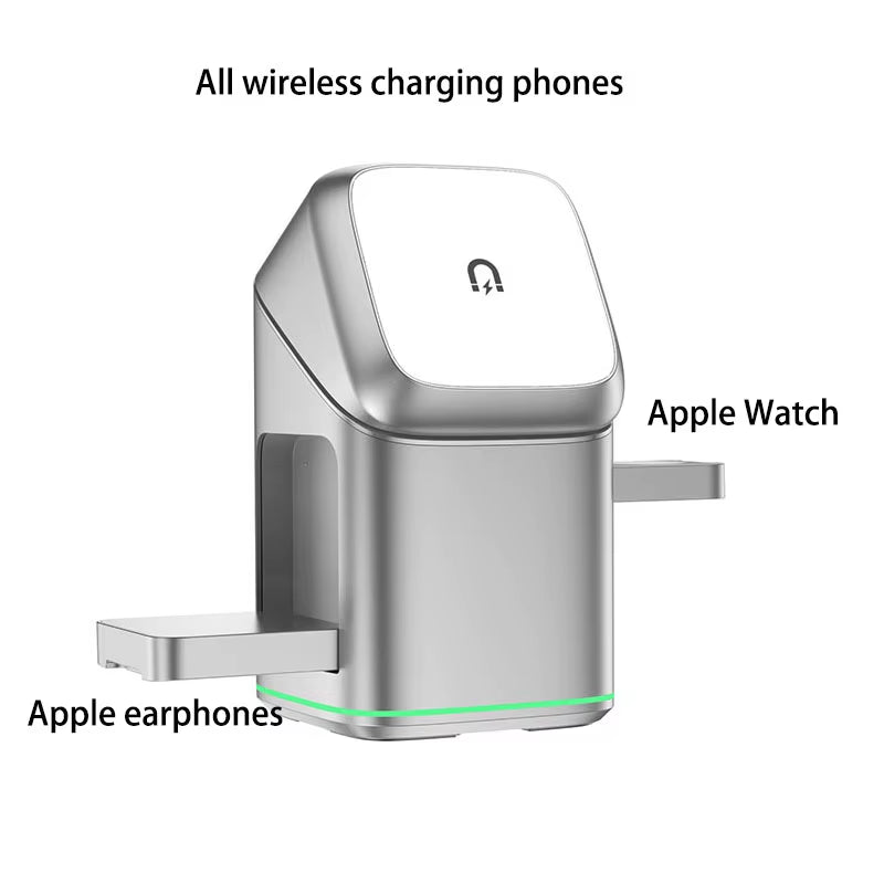 25W 3-in-1 Magnetic Wireless Charger Station - Fast Charging for iPhone 16/15/14/13, Apple Watch & AirPods - Ultimate Portable Convenience!