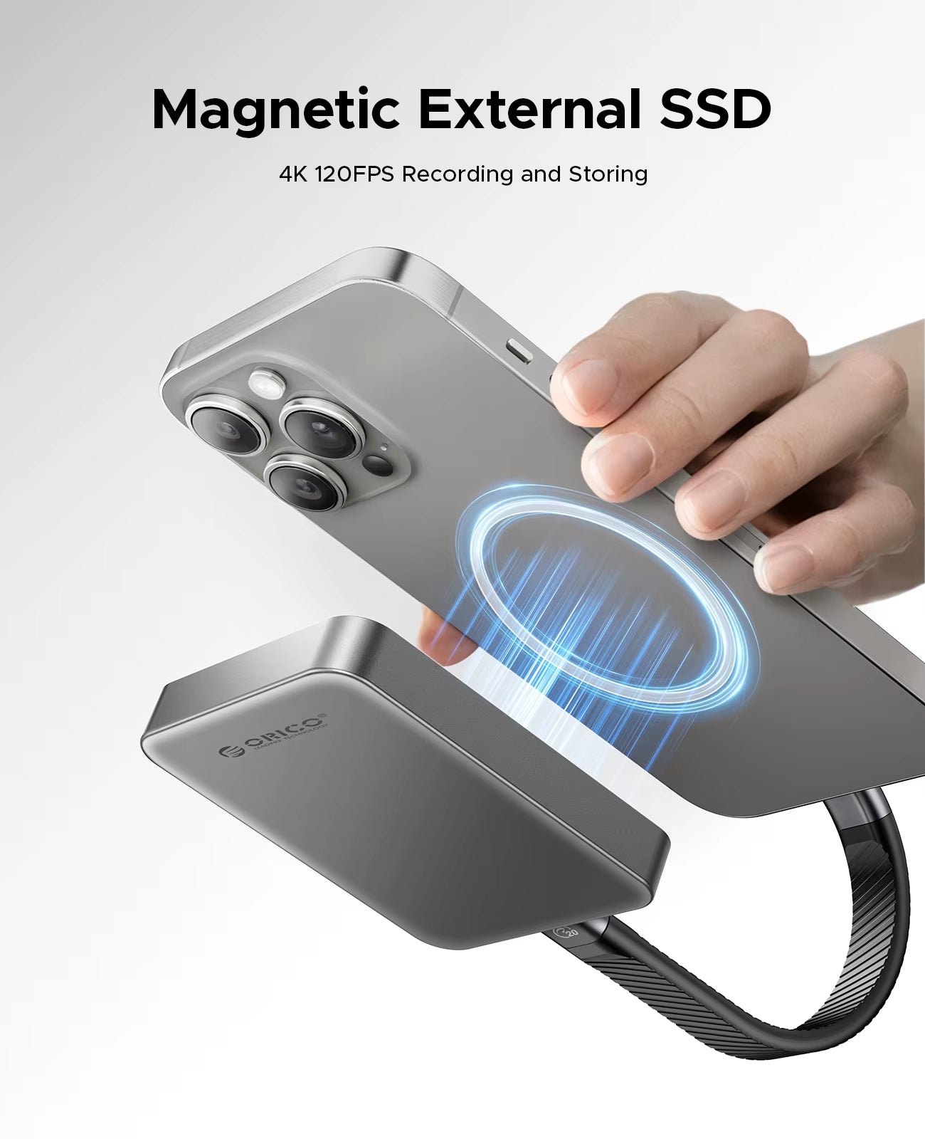 High-Speed Magnetic SSD Storage for iPhone 15/16 Pro Series – Perfect for 4K ProRes Video Recording